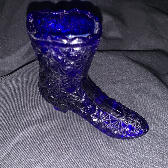 Other - Vintage Cobalt Blue Glass Boot